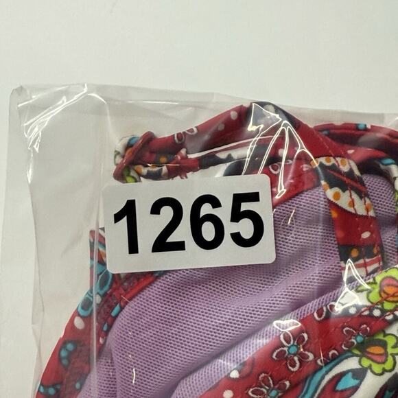 Athleta Tankini Swimsuit Red Paisley Size 34 D/DD Pads Included Cinched Sides M - Picture 9 of 9